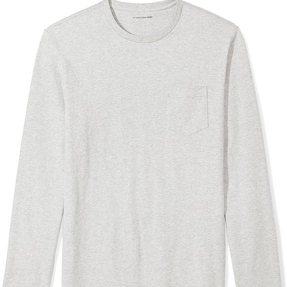 Amazon Essentials Men's Slim-Fit Long-Sleeve Pocket T-Shirt, Light Grey Heather - Picture 1 of 3
